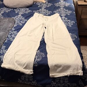 Elegant Cream Wide Leg Women's Jeans